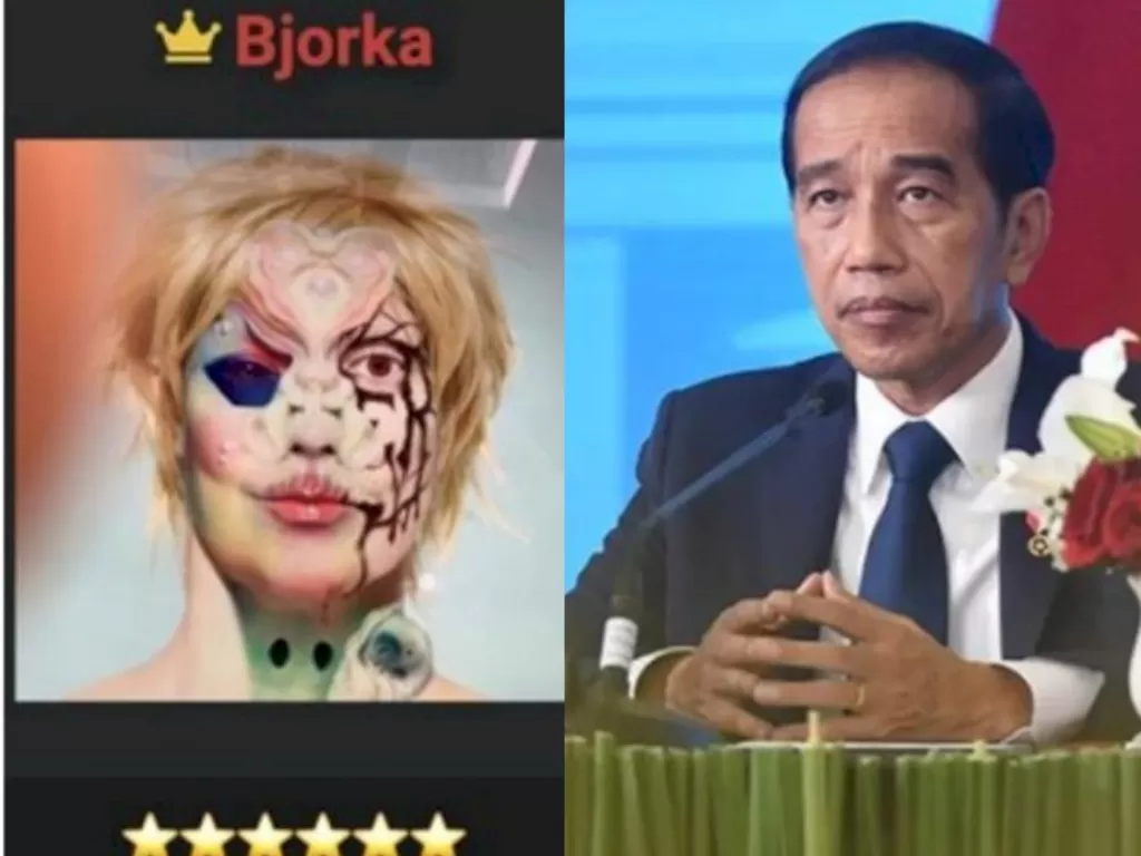 Kolase Bjorka. (Dok. Telegram) dan Presiden Jokowi (Instagram/@jokowi)