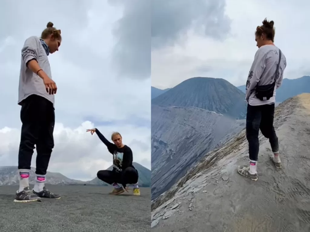 Turis kencingi lereng gunung Bromo dikecam publik tanah air. (Instagram/hometown.earth)
