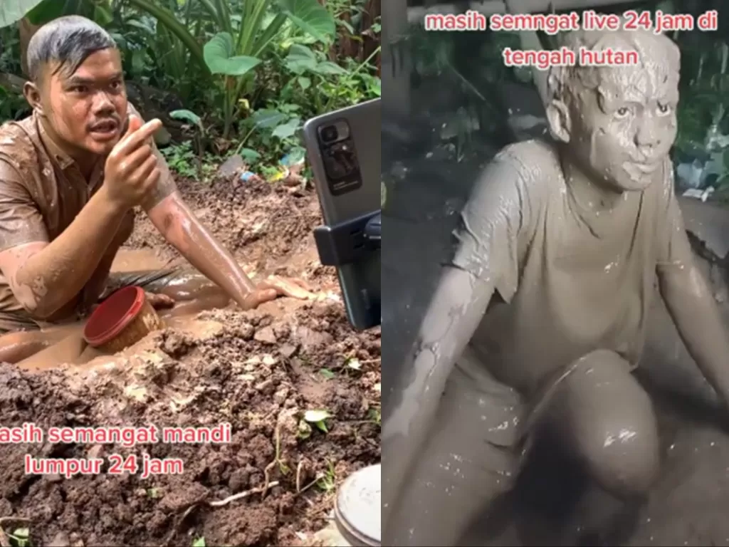 Pemuda live TikTok mandi lumpur 24 jam (TikTok/banganjay811)