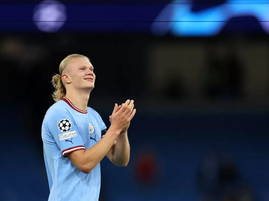 Penyerang Manchester City Erling Haaland. (Reuters/Carl Recine)
