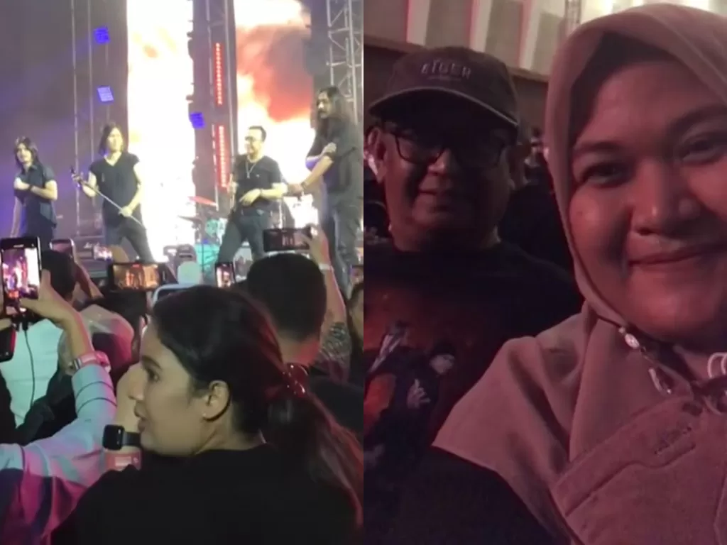 Wanita ini bagikan momen bersama ayah saat nonton konser Dewa 19 di Surabaya. (TikTok/ainufita)