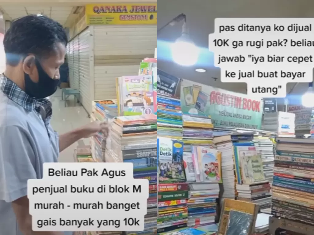 Pedagang buku di Blok M (TikTok/ameliatring)