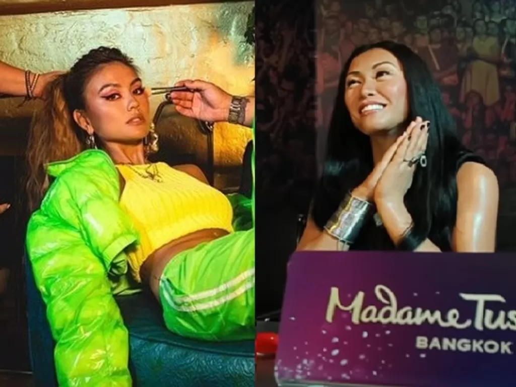 Penyanyi Agnez Mo menjadi penyanyi Indonesia kedua yang dibuatkan patung lilin di Madame Tussauds setelah Anggun C. Sasmi. (Instagram/mtssingapore, Youtube/Anggun).