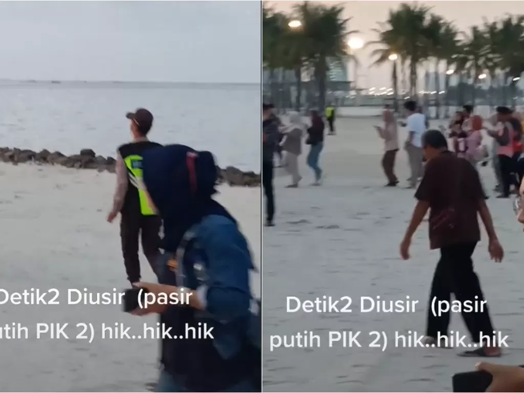 Viral wisatawan diusir dari pantai PIK 2. (TikTok/@erwinsantoso74)