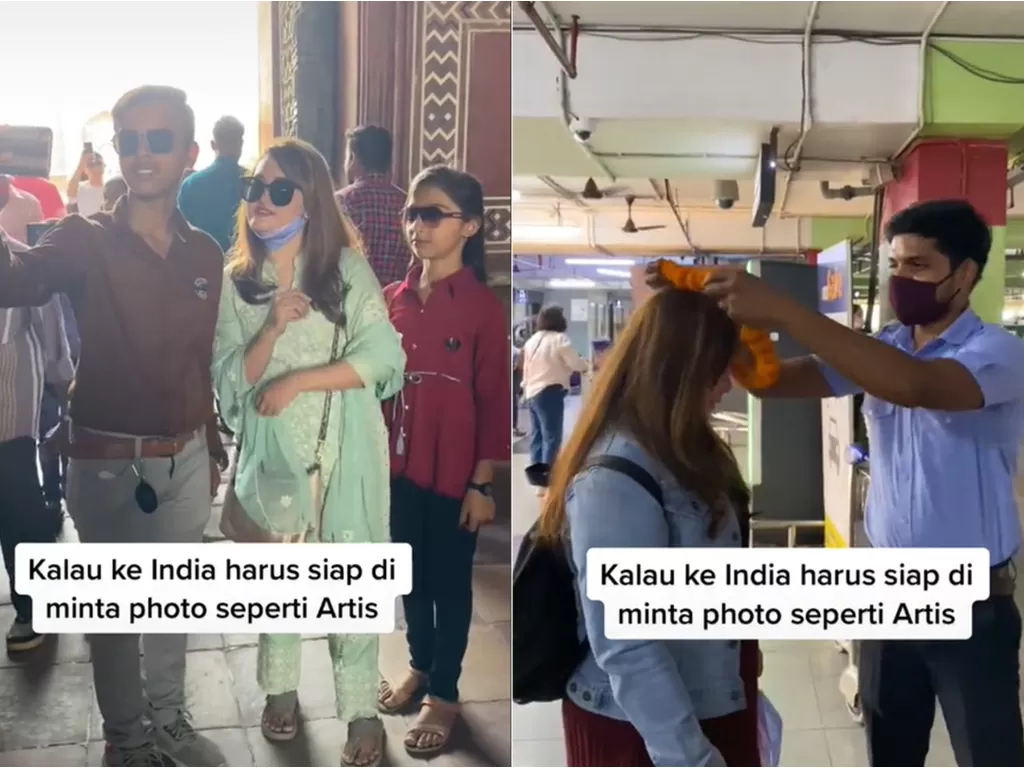 Momen orang Indonesia diajak foto saat ke India. (TikTok/@susannlubis)