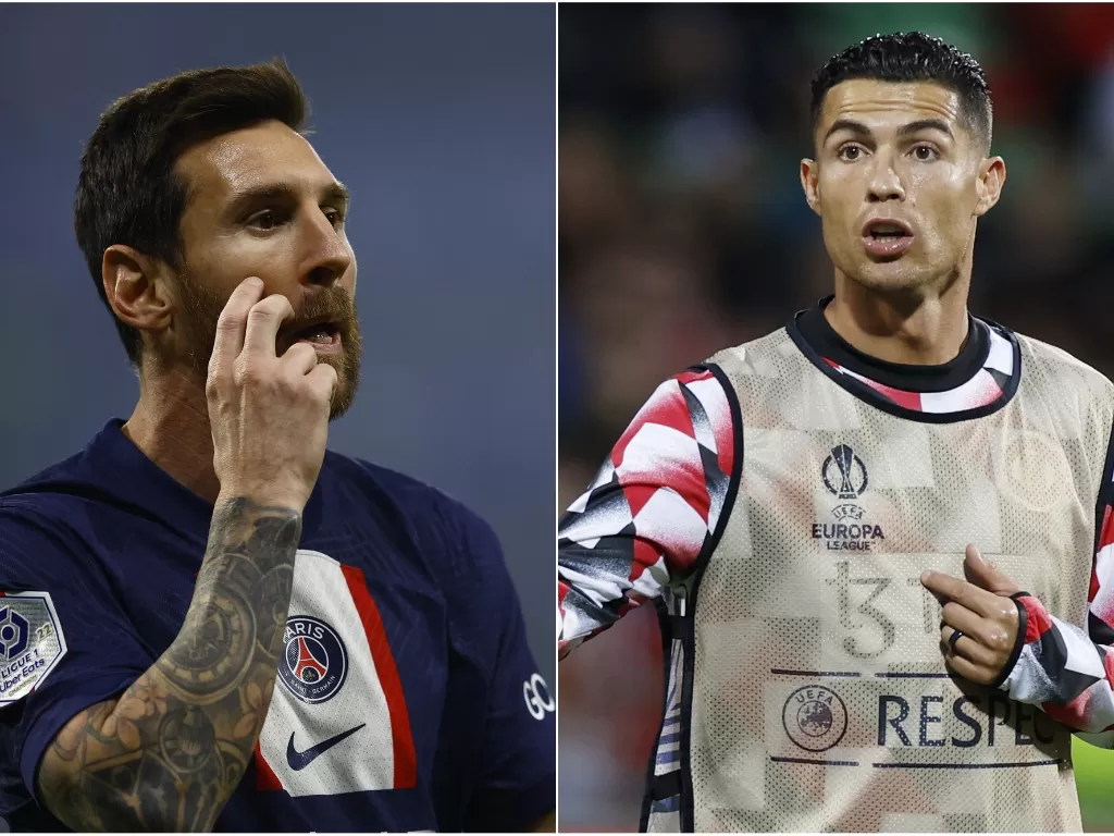 Lionel Messi (kiri), Cristiano Ronaldo (kanan). (REUTERS/Stephane Mahe/Peter Cziborra)