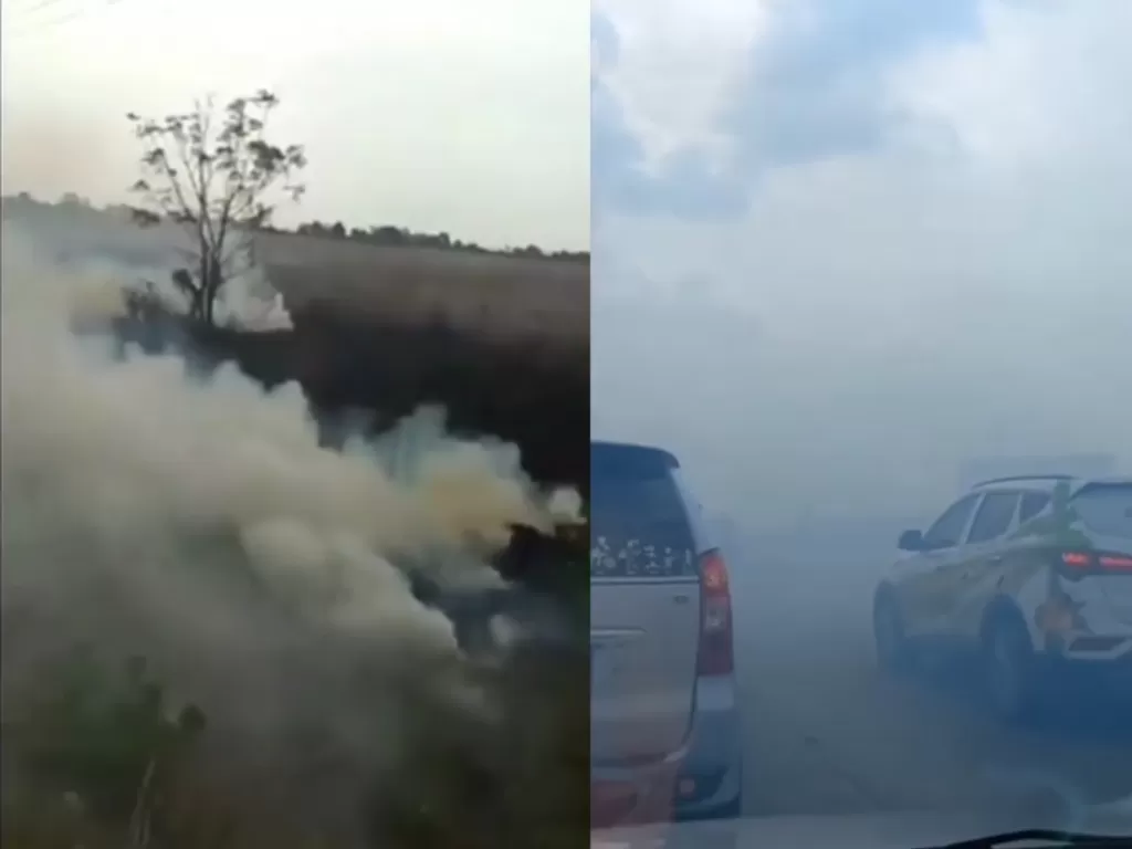 Suasana jalan tol dipenuhi asap (Instagram/@net2netnews)