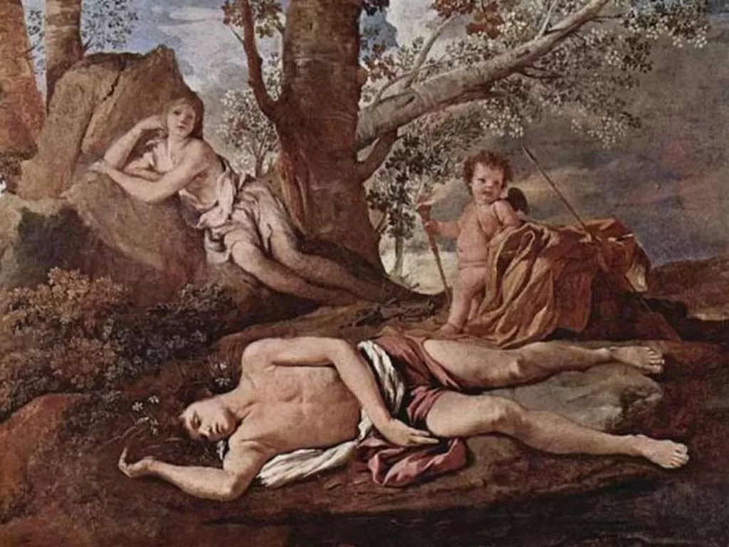Ilustrasi Narcissus yang tewas dalam mencapai cintanya pada diri sendiri. (National Geographic)