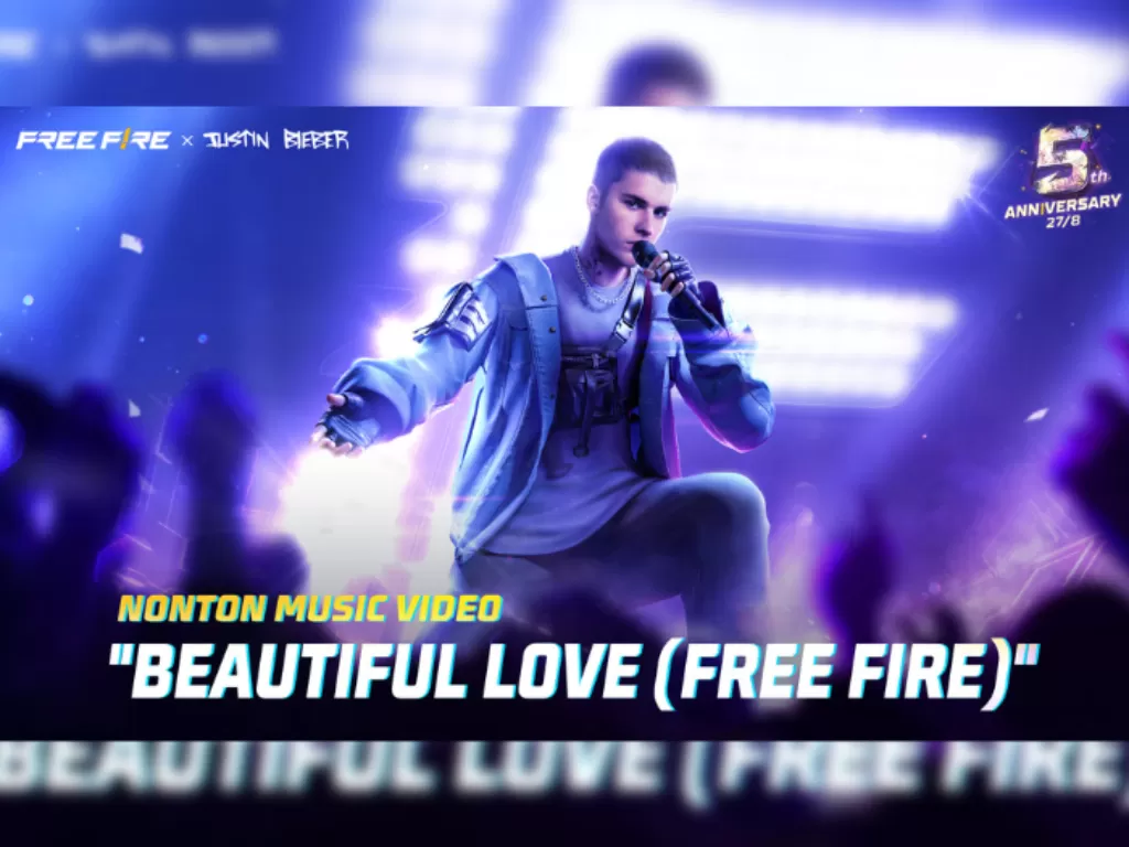 Free Fire dan Justin Bieber buat video klip 'Beautiful Love'. (Garena)