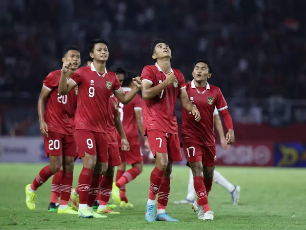Pemain Timnas Indonesia U-20 berselebrasi (PSSI)
