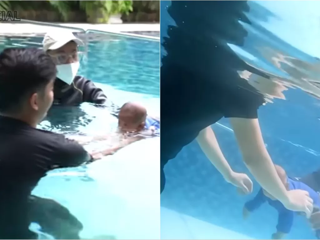 Teuku Ryan temani baby Moana berenang dan nyelam (YouTube/Ricis Official)