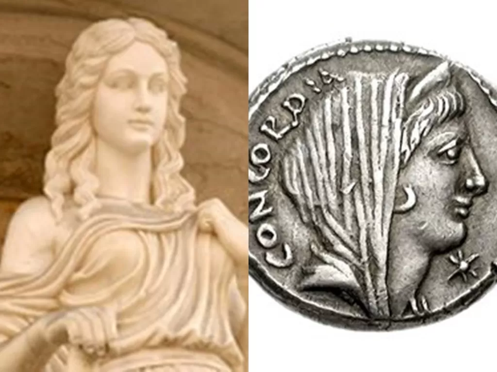 Patung dan koin dewi Venus Cloanica. (Wikipedia)