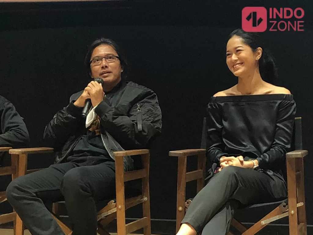 Indra Gunawa dan Prisia Nasution saat Preen Conference World Cinema Week di CGV FX Sudirman, Kamis (22/9). (INDOZONE/M. Rio Fani)