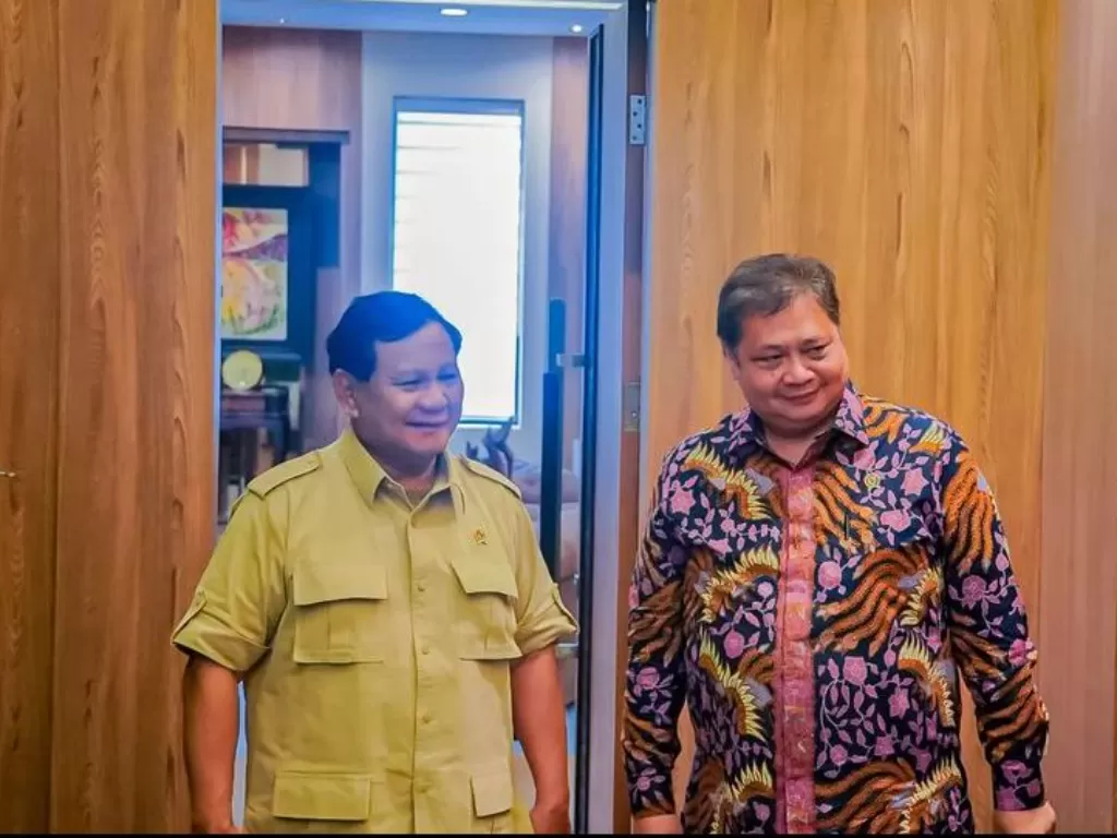 Prabowo Subianto bertemu dengan Airlangga Hartarto. (Instagram/airlanggahartarto_official)