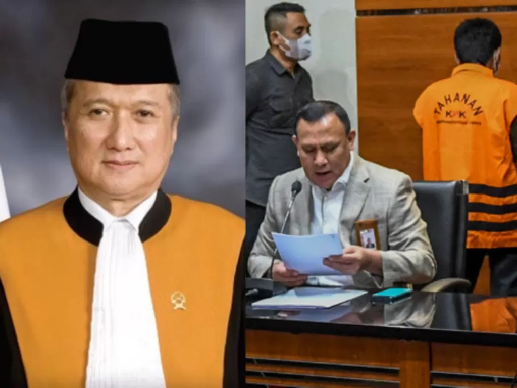 KPK menjerat Hakim Agung Sudrajad Dimyati (SD) sebagai tersangka terima suap. (Antara)