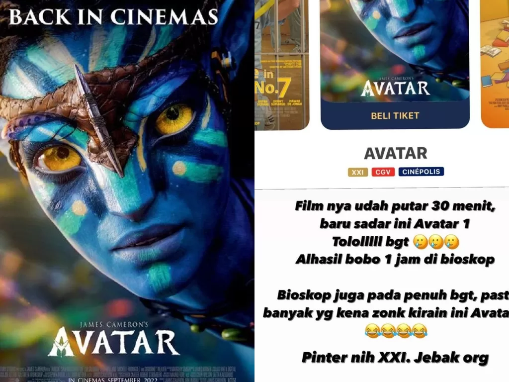 Poster Avatar kembali ke bioskop (IMDb)