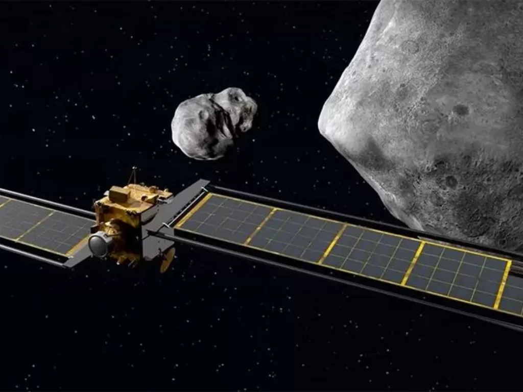 Ilustrasi Dart menabrak Asteroid. (NASA)