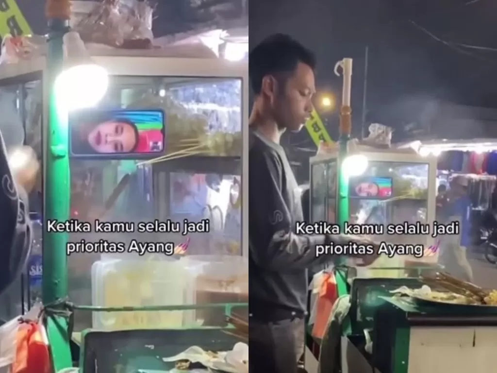 Penjual cilok yang lakukan videocall bersama ayangnya. (Instagram/jakarta.keras)