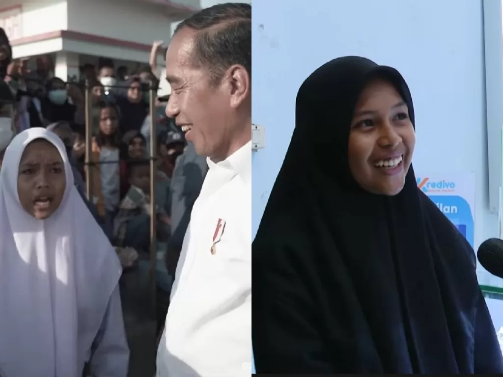 Siswi SMA Negeri 1 Batauga di Kabupaten Buton Selatan, Provinsi Sulawesi Tenggara dapat hp baru dari Presiden Jokowi. (Screenshoot/YouTube/Sekretariat Presiden)