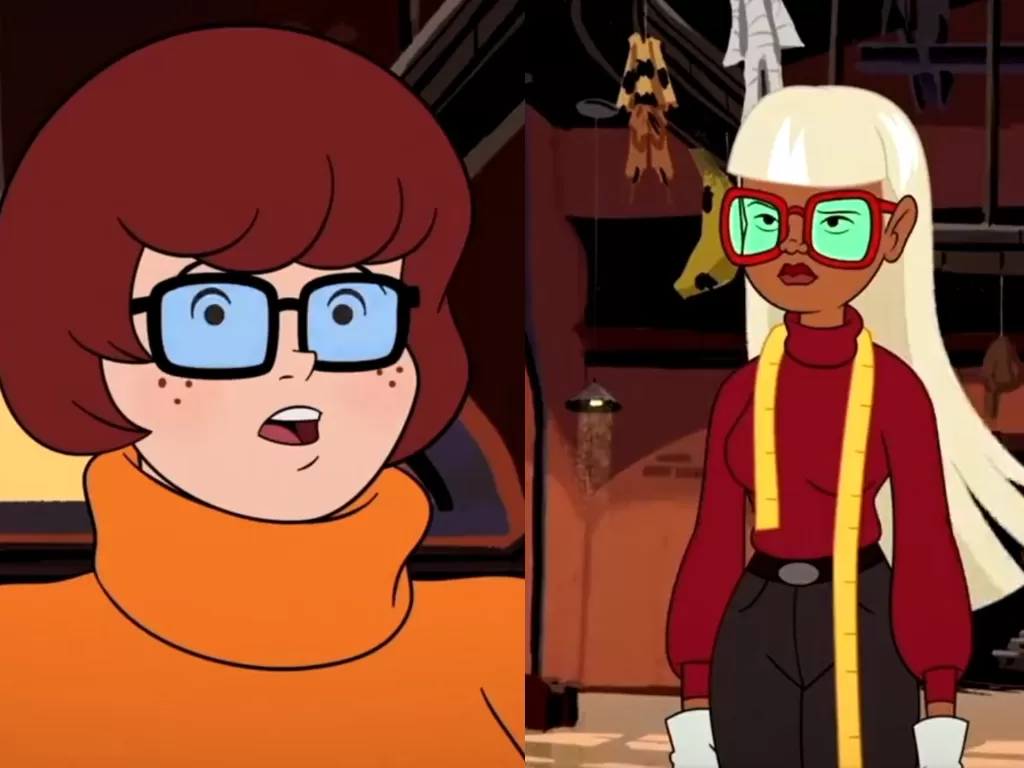 Mata Velma melotot saat berhadapan dengan seorang desainer fesyen dalam film Scooby Doo terbaru (Twitter/@scoobyhistory)