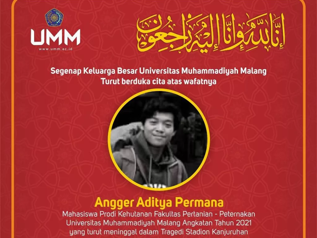 Angger, Aremania UMM korban Tragedi Kanjuruhan (Dok. Pribadi)