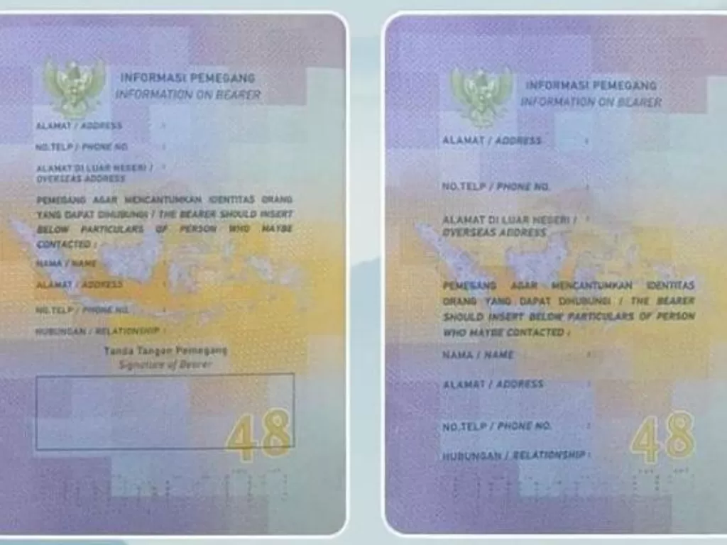 Ilustrasi paspor Indonesia yang ada kolom tanda tangan dan tidak. (Instagram/indonesiainthehague)