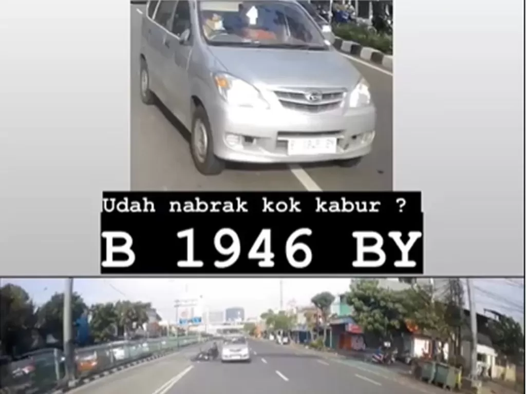 Pengendara Xenia B 1946 BY diduga sengaja tabrakkan mobil ke pemotor hingga celaka. (Instagram/Dashcam_owner_indonesia)