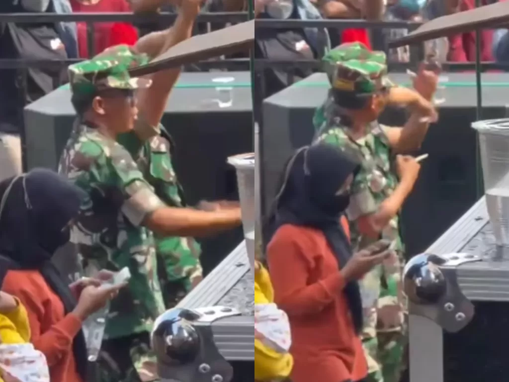 Dua tentara asyik joget dengarkan lagu Jamrud berjudul Ningrat. (Instagram/kris_krisdjani)