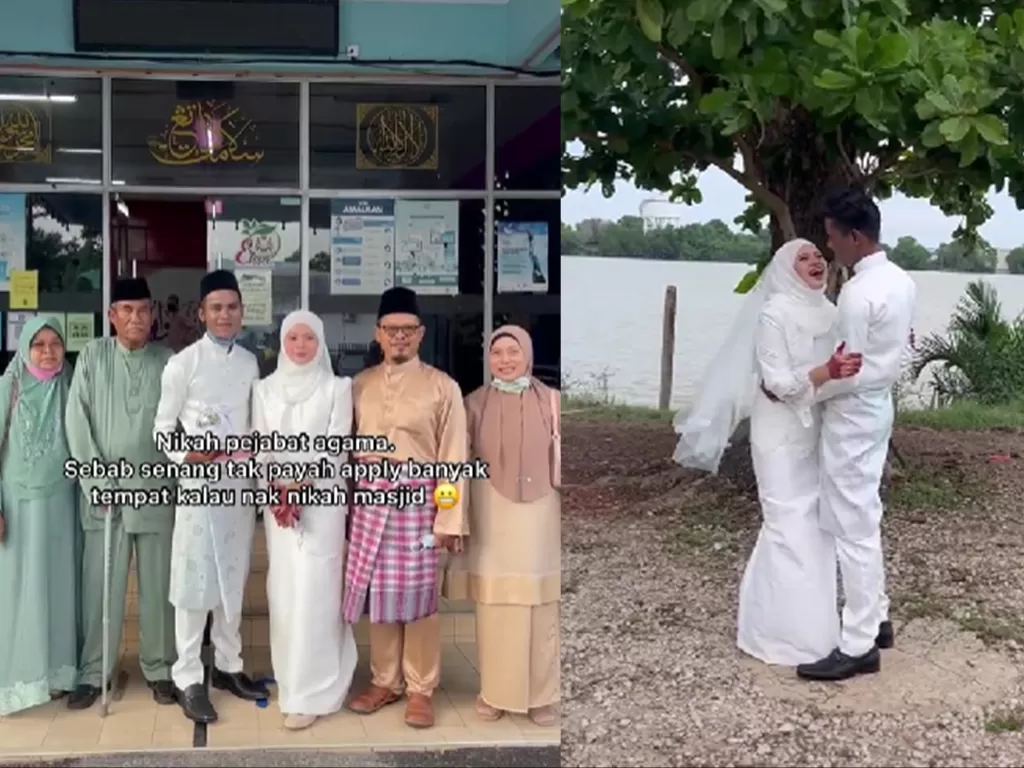 Pasangan pengantin asal Malaysia menikah dengan cara sederhana (TikTok/aidaneusofff )