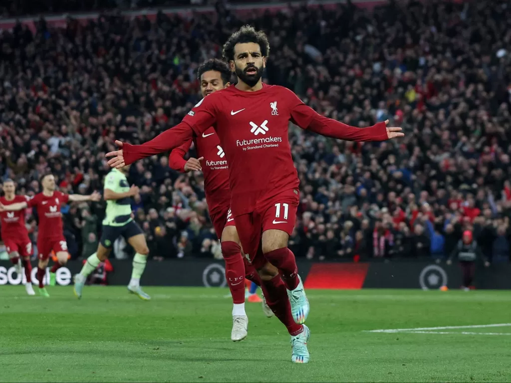 Mohamed Salah  pencetak gol kemenangan Liverpool atas Manchester City (Reuters/Phil Noble)