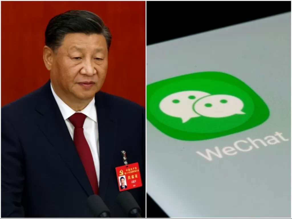 Xi Jinping. (REUTERS/Thomas Peter) Ilustrasi WeChat. (REUTERS/Dado Ruvic)