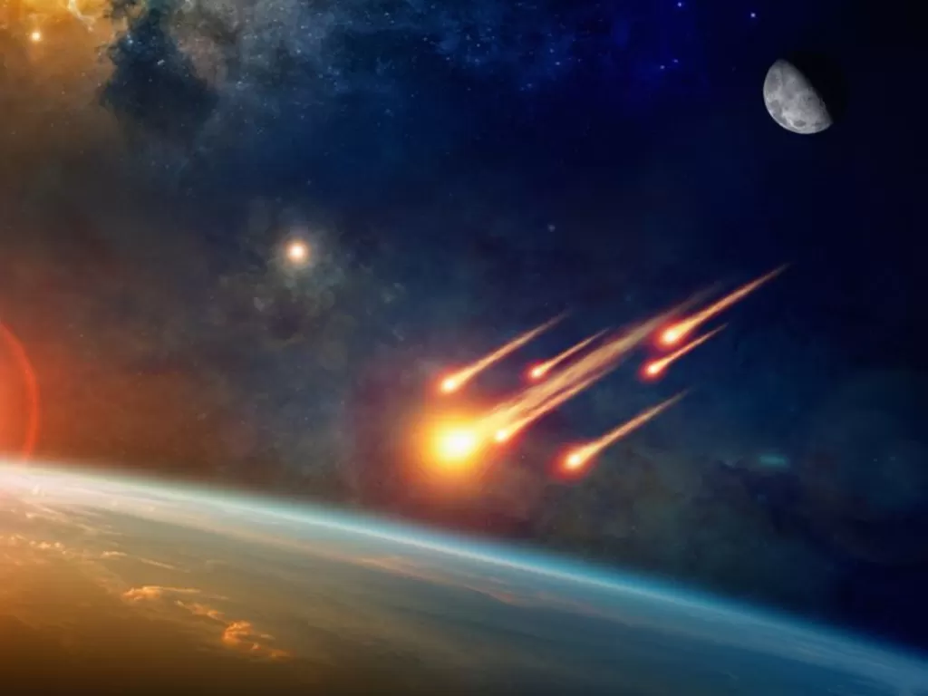 Ilustrasi asteroid menghujani bumi (News Delivers)