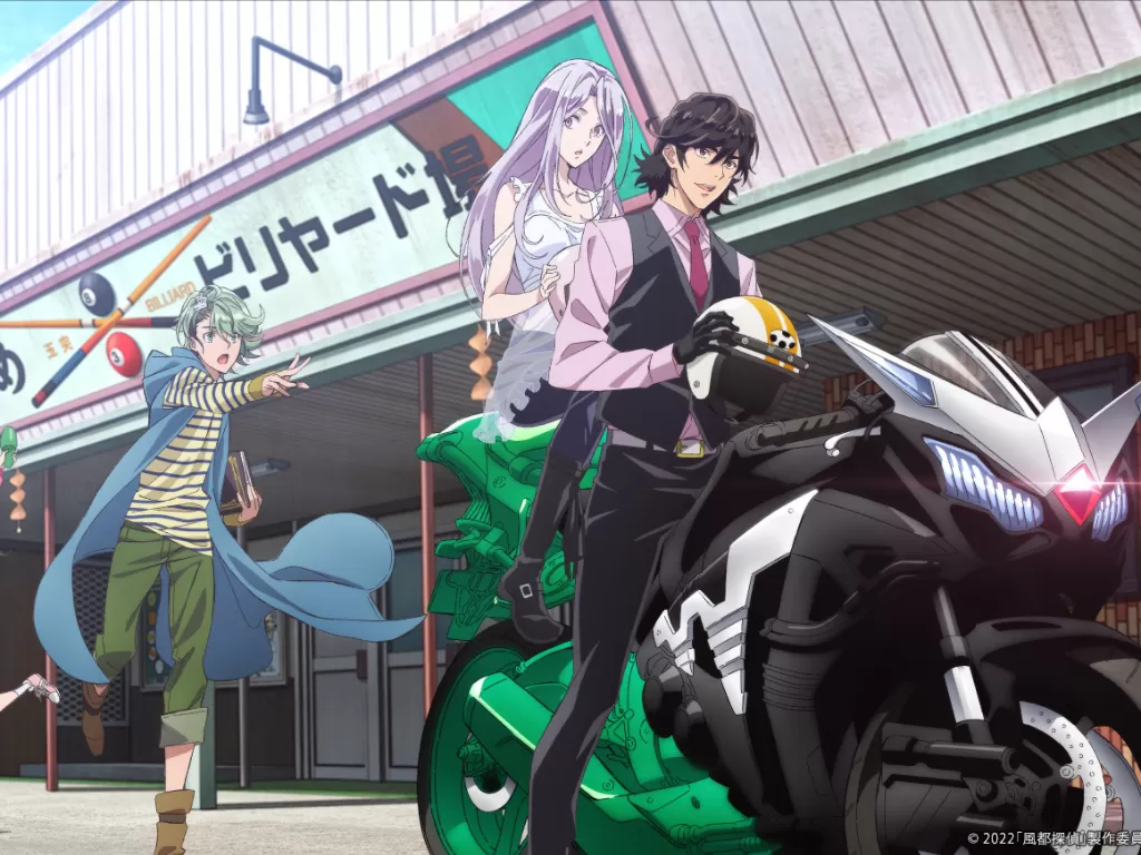 Tokime dan dua detektif yang menjadi Kamen Rider W di anime 'Fuuto PI'. (IMDB).