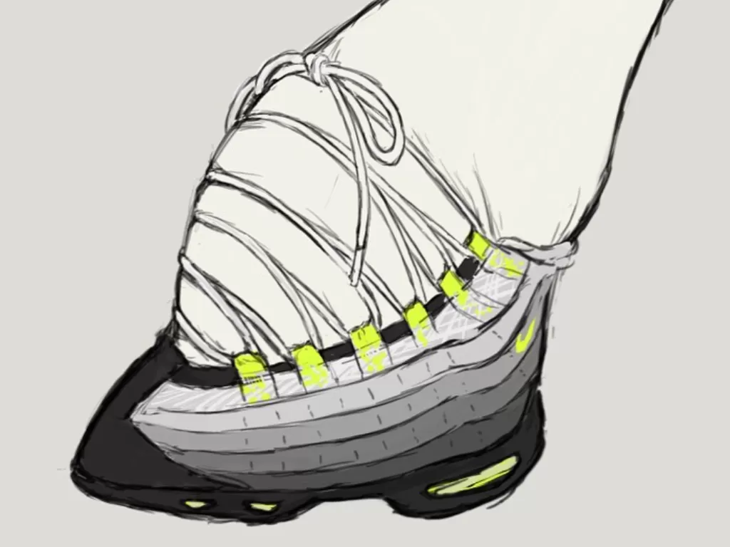 Ilustrasi sepatu dalam budaya footbinding. (Instagram/@eggmobile)
