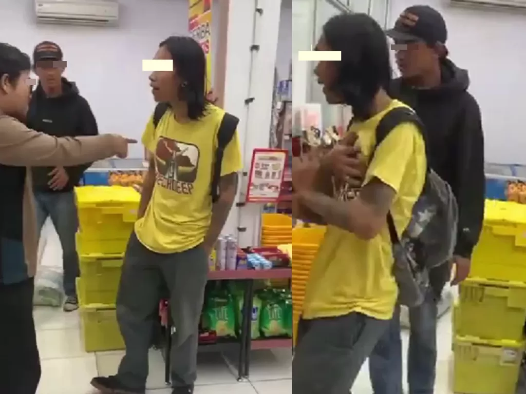 Pria gondrong kepergok mencuri di minimarket (Instagram/terangmedia)