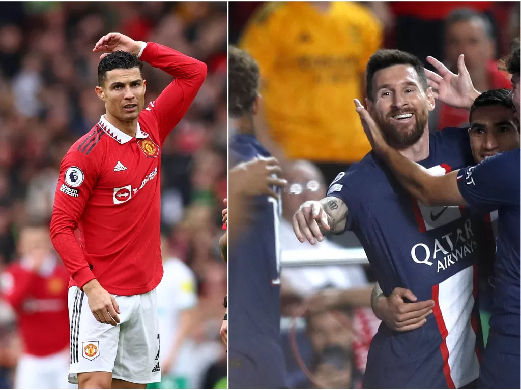 Cristiano Ronaldo (kiri), Lionel Messi (kanan). (REUTERS/David Klein/Pedro Nunes)