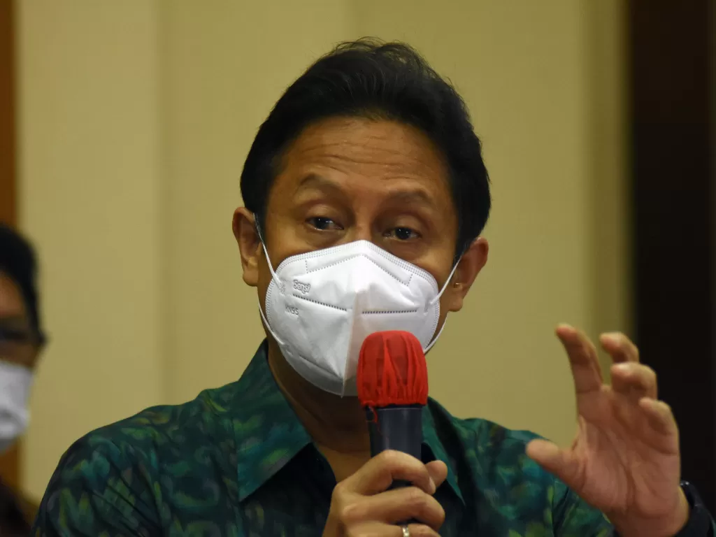 Menteri kesehatan Budi Gunadi Sadikin memberikan keterangan pers di Kantor Kementrian Kesehatan, Jakarta, Jumat (21/10/2022). (ANTARA/Indrianto Eko Suwarso)