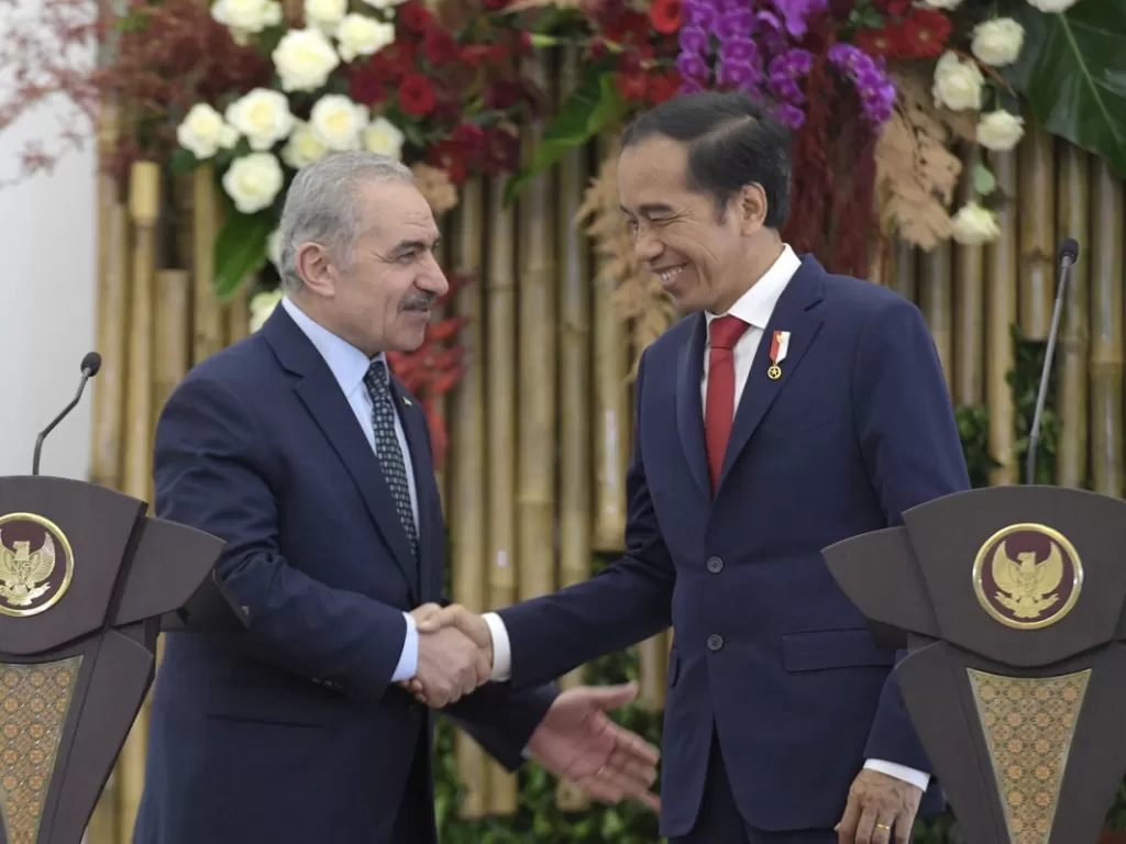 Perdana Menteri Palestina, Mohammad I.M. Shtayyeh, dan Presiden Jokowi (Sekretariat Kabinet)