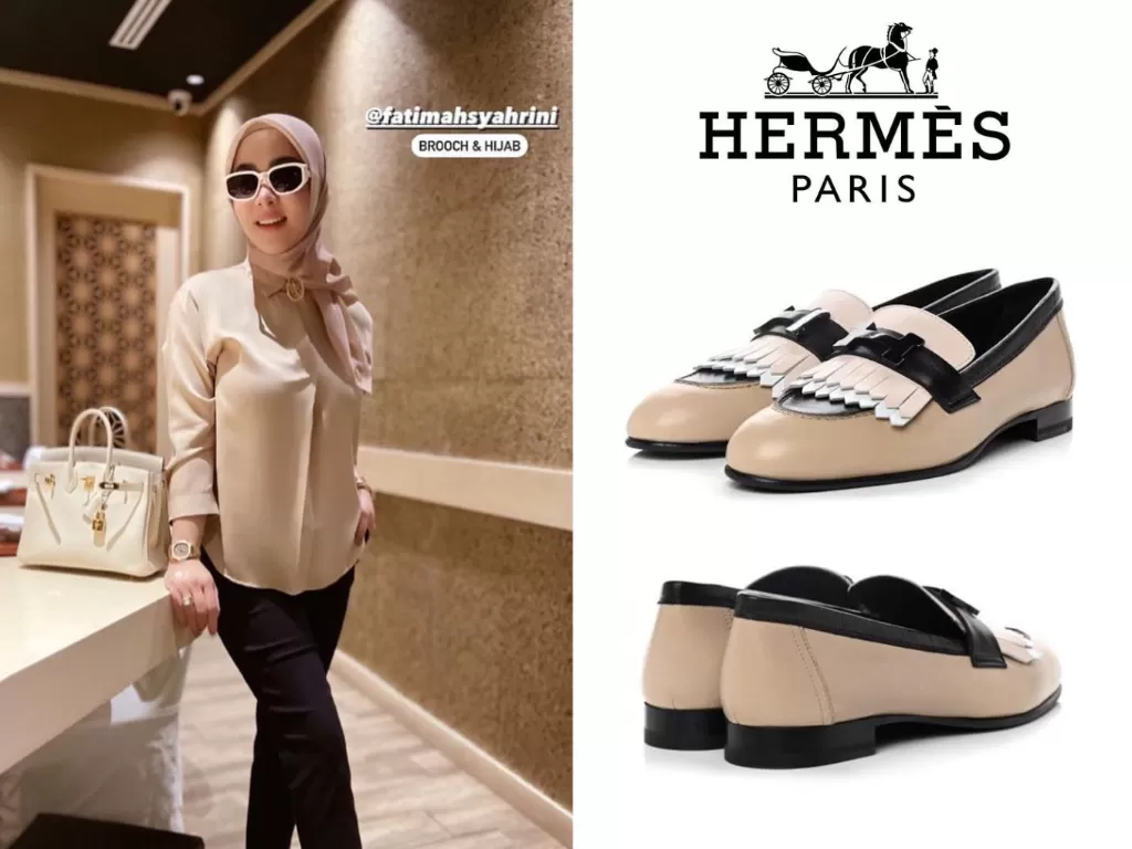 Sepatu selop Hermes Syahrini (Instagram/fashionsyahrini2)