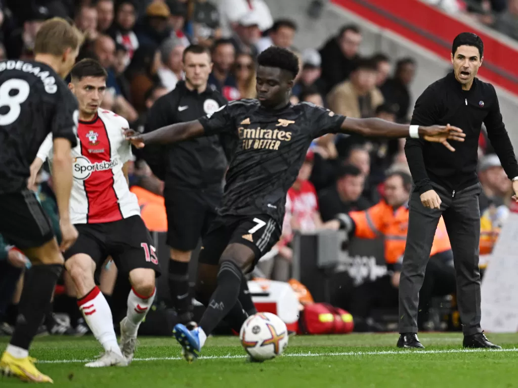 Pertandingan Southampton vs Arsenal dalam lanjutan Liga Premier Inggris, Minggu (23/10/2022). (REUTERS/Dylan Martinez)
