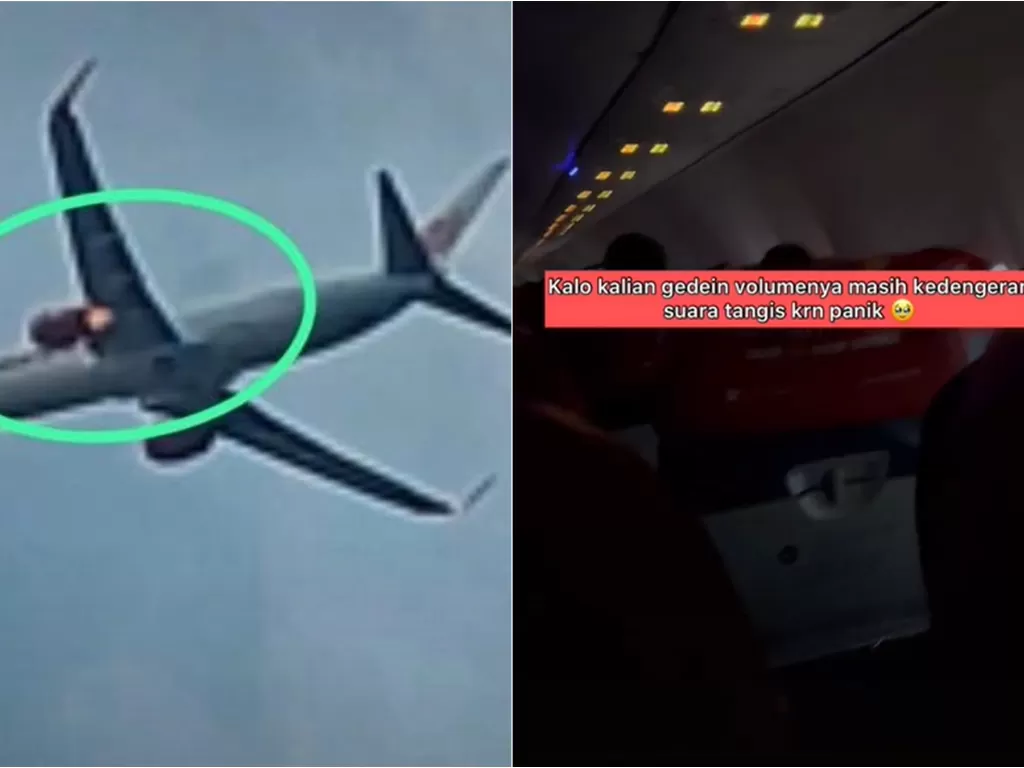Penumpang Lion Air tepuk tangan usai landing dengan selamat. (TikTok/@henrypaopao/@triacraney)