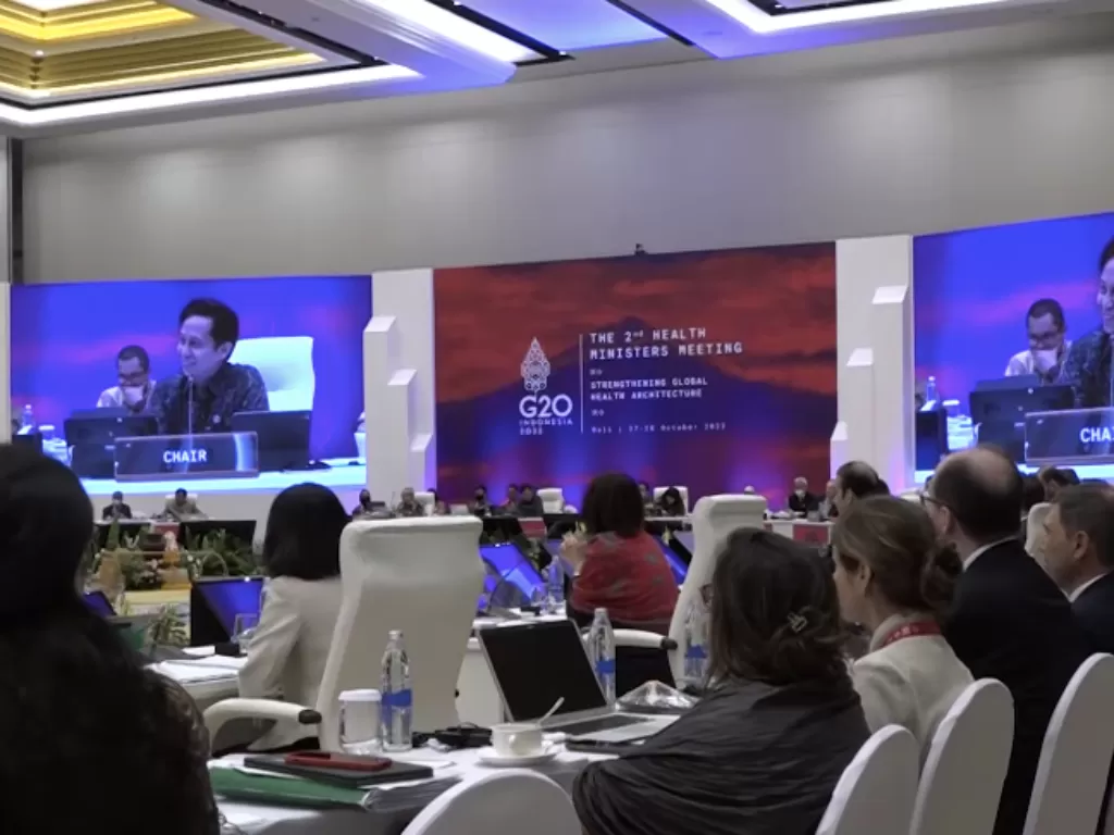 Suasana pertemuan kedua para menteri kesehatan anggota G20 di Bali. (YouTube/Menteri Kesehatan RI)