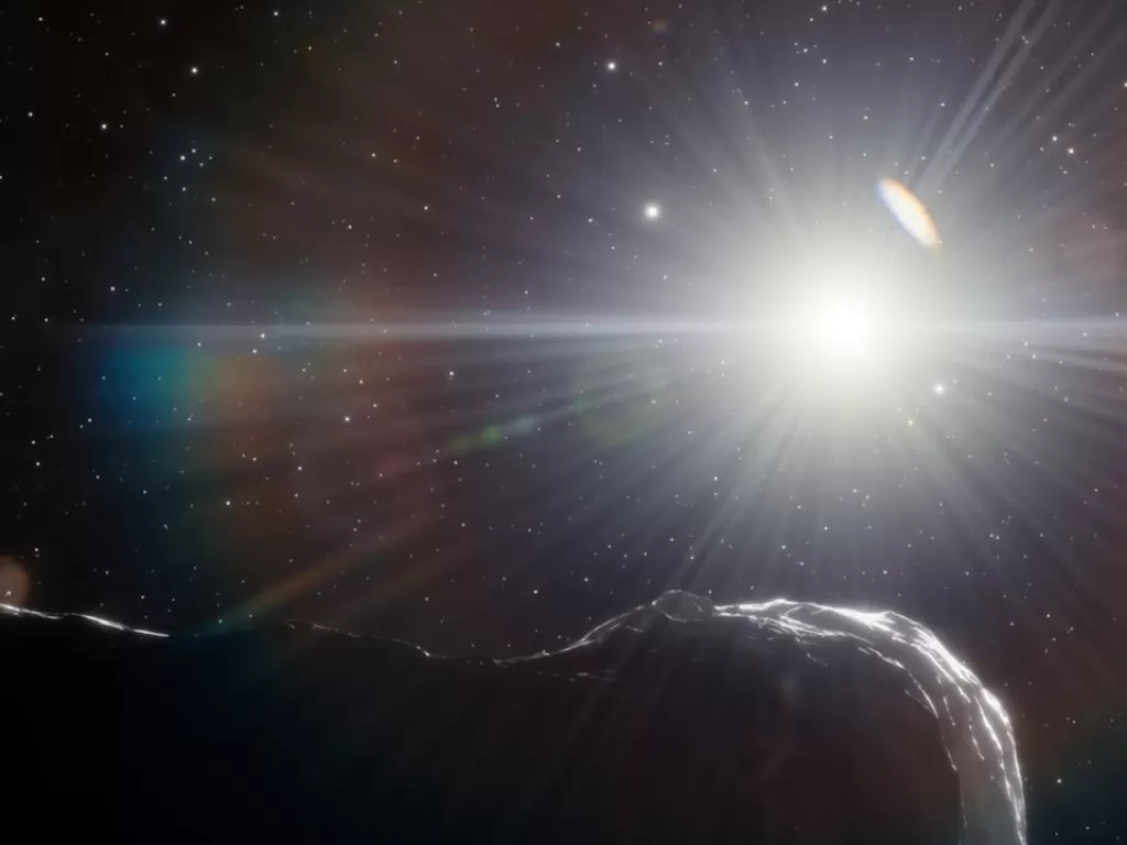 Ilustrasi asteroid yang mengorbit lebih dekat ke matahari daripada orbit Bumi (NOIRLab NSF)