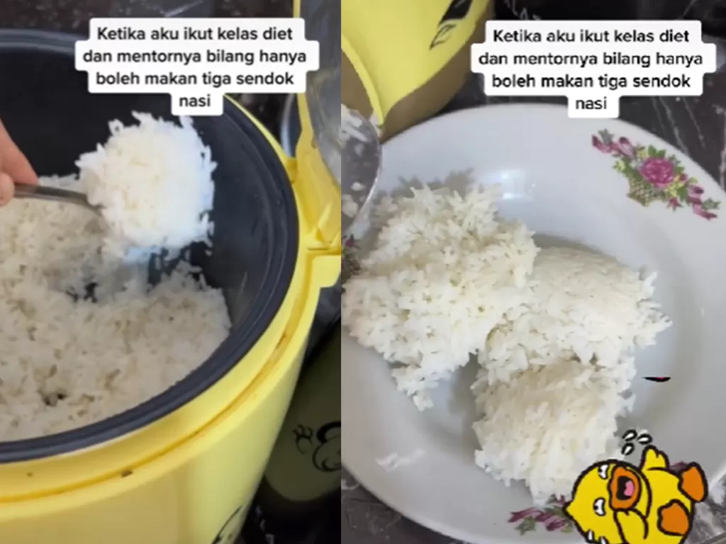 Cara wanita jalani diet tiga sendok nasi (TikTok/tusukgigi25)