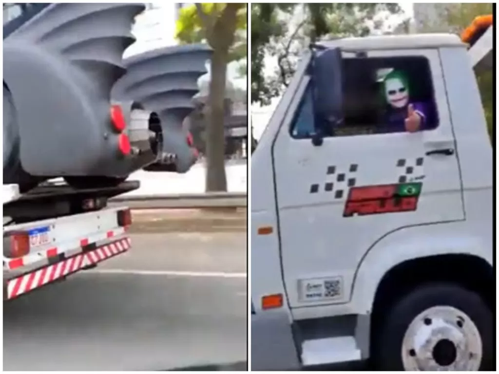 Joker mencuri batmobile milik Batman. (Twitter/@GasMonkeyGarage)