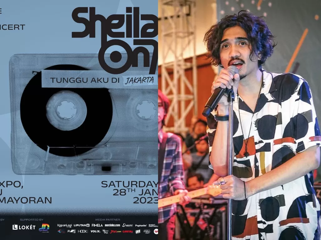 Poster konser Sheila On 7 di Jakarta dan vokalis Sheila On 7 Duta (Instagram/antara.suara/pakduta)