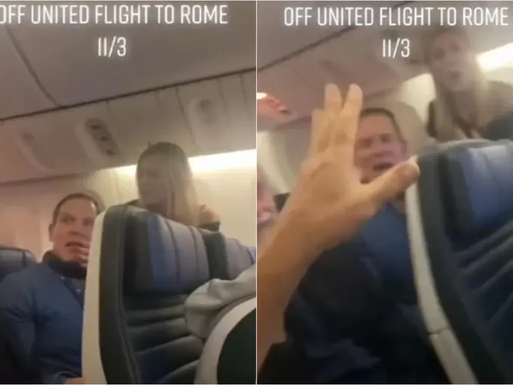 Penumpang United Airlines bikin keributan di dalam pesawat. (Reddit)