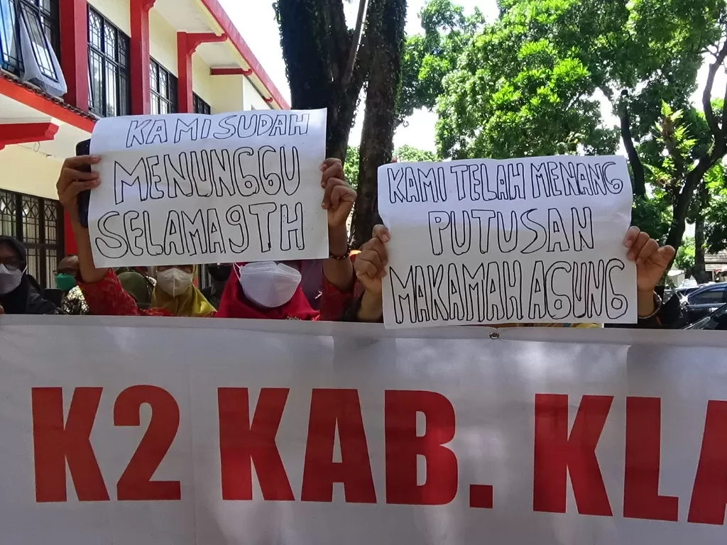 Aksi protes para guru di Klaten (Z Creators/Edelweis Ratushima)