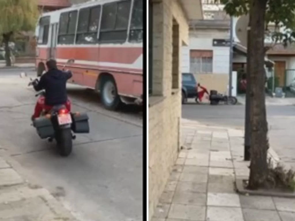 Pria nyungsep ke trotoar saat asik belajar motor kopling. (Twitter/@google_bizarro)