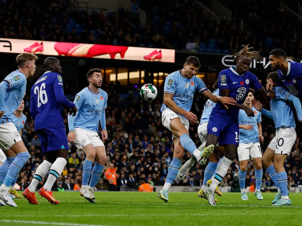 Manchester City mengalahkan Chelsea di babak ketiga Piala Liga Inggris 2022/2023 (Reuters/Jason Cairnduff)